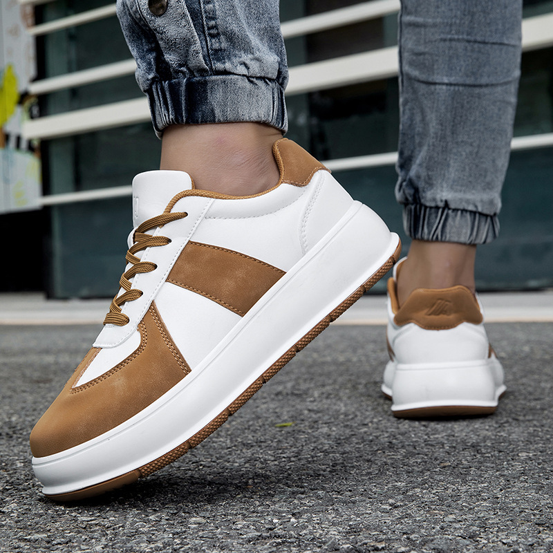 Cross-Border Wide-Toe Shoes, Large Size Widened Men's Shoes, Size 48 Thick-Soled Moral Training Shoes, Wide-Last Sneakers, Inner Heightening Outdoor Casual Shoes