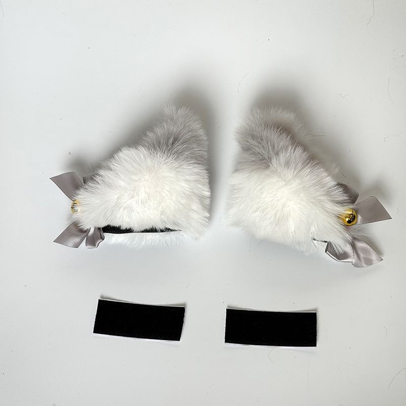 Auto Parts and Accessories – Universal Helmet Decoration Cat - gradient-with-bell-1-pair-gray-white