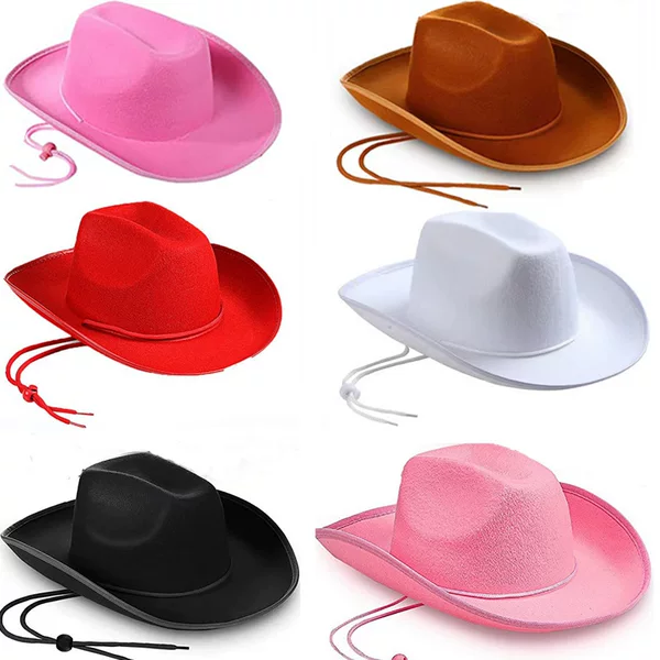 Cross-border manufacturers in stock Hemming cowboy hat handmade painting party felt hat Dicker cowboy Western shaping hat