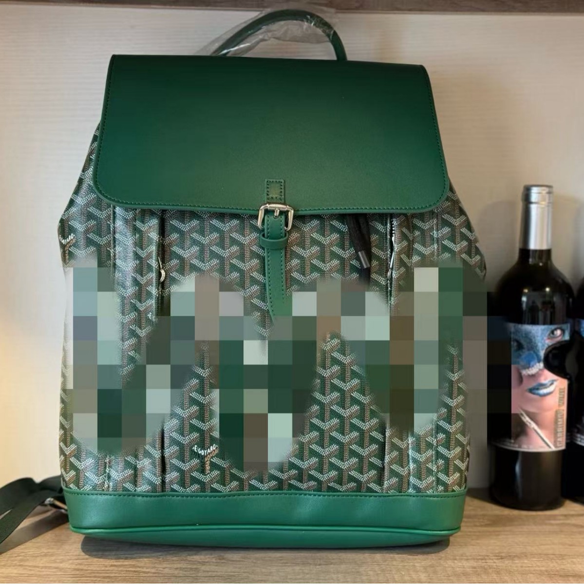 New pattern-matched double-shoulder backpack, dog-tooth mini fashion backpack, genuine leather school bag, unisex small tote goyard