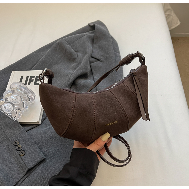 Retro Suede Bag For Women 2025 New Fashion Trendy Hobo Bag Textured Crossbody Shoulder Dumpling Bag - Thumbnail 7