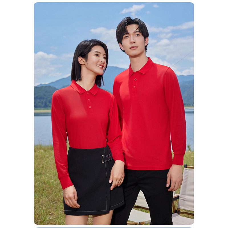 Primavera y otoño transfronterizos polo, ropa de trabajo de manga larga, logotipo impreso personalizado, camiseta de bordado, camiseta de comercio exterior, camiseta de publicidad para hombres y mujeres