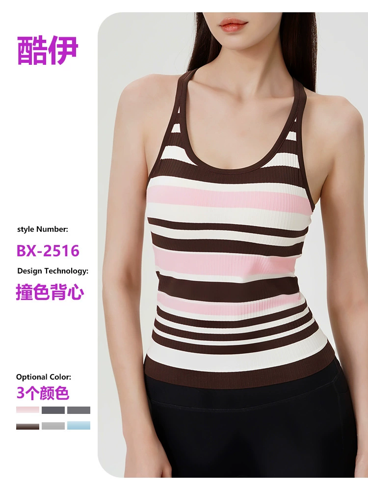 T-shirt, protective underware, double-layer bra top for yoga sleevless, beautiful back, E18