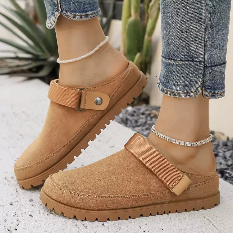 厚底包头后绑带博肯鞋外贸大码2025秋季新休闲包头两穿拖鞋