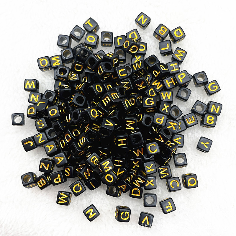 6mmアクリル散珠カラー英語滴油アルファベットビーズDIYアクセサリー子供早教ビーズ