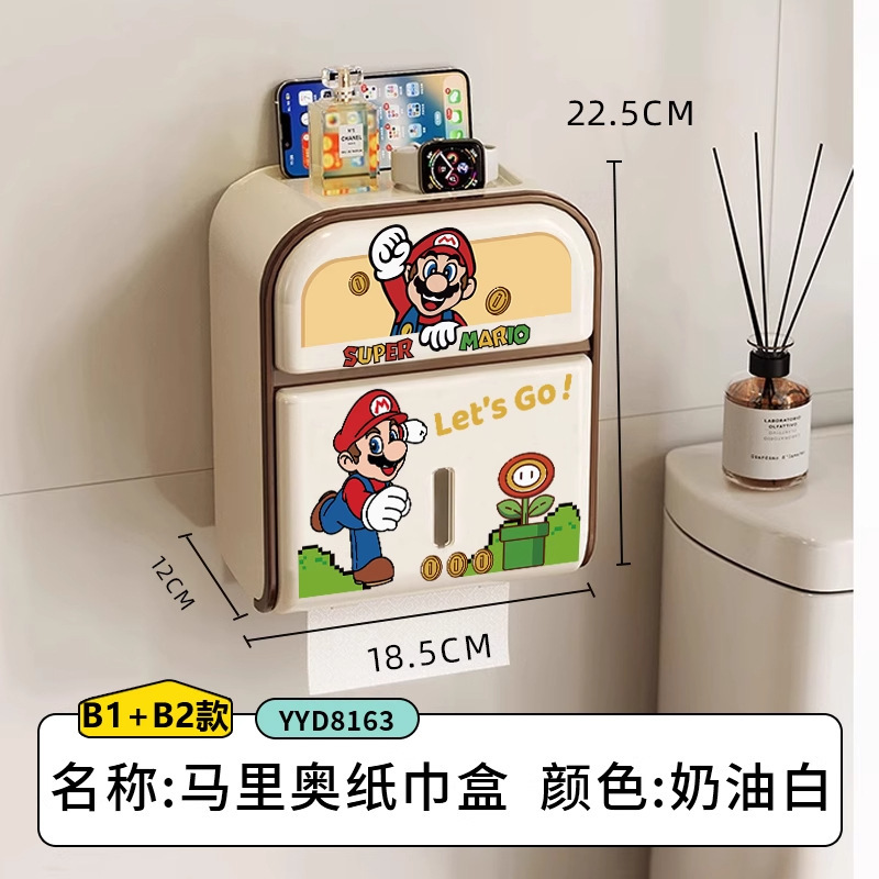 漫画パンチフリー壁掛けティッシュボックスバスルーム収納ラック収納ボックスかわいい家庭用ティッシュホルダーティッシュボックス|undefined