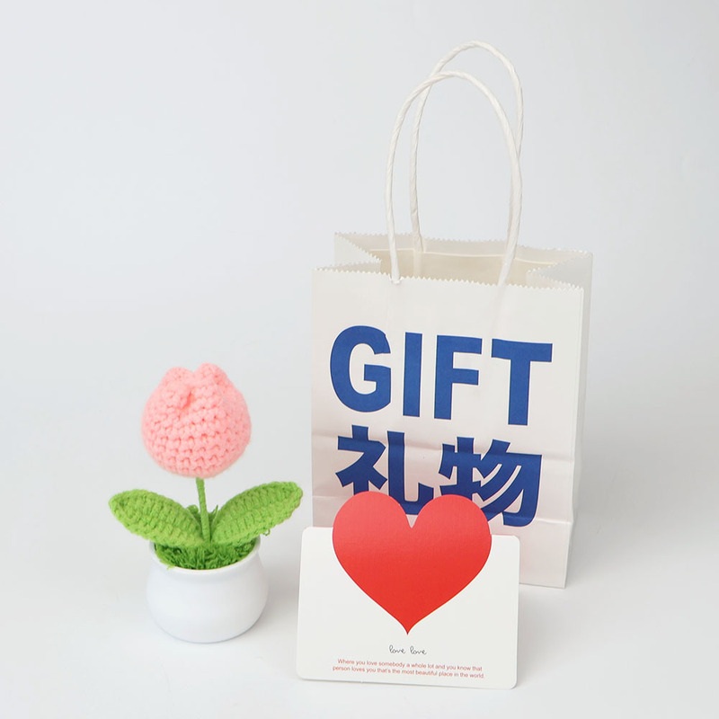 成品手工跨境针织毛线向日葵盆栽铃兰勿忘我仿真花摆件教师节礼物|undefined