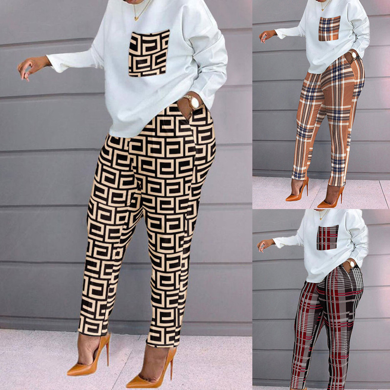 2022 Cross-border Women's Independent Station Amazon European and American Fashion Printed Long Sleeve Large Size Loose Women's Casual Suit 2022 Cross-border Women's Independent Station Amazon European and American Fashion Printed Long Sleeve Large Size Loose Women's Casual Suit