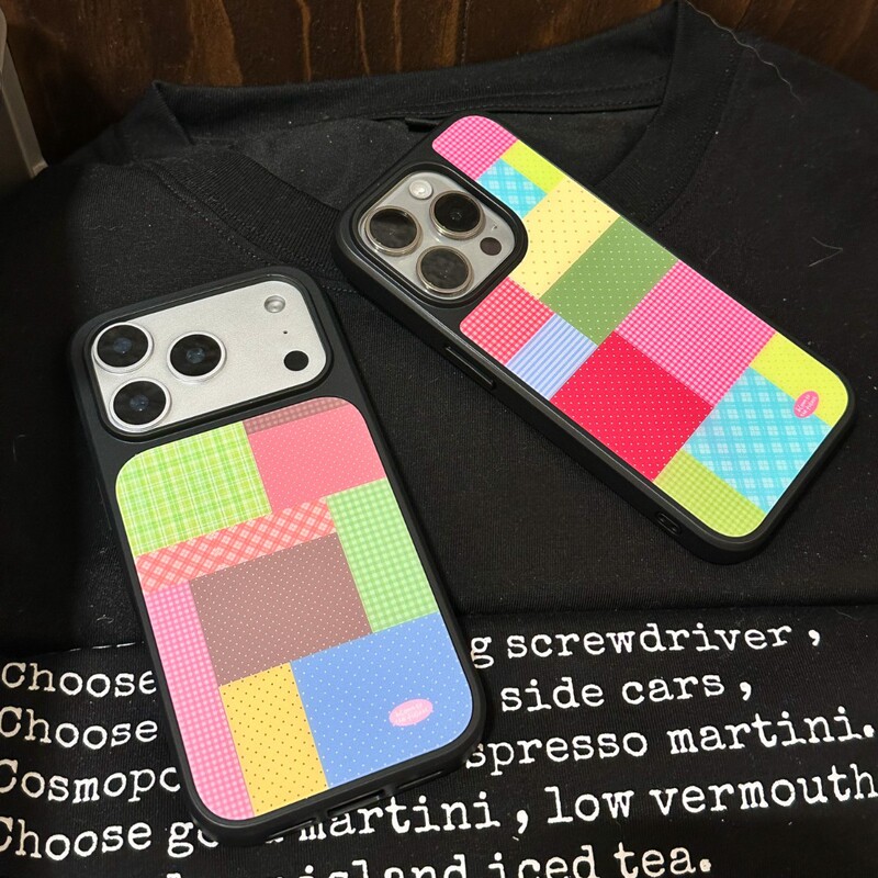 Hualai Leier Original "Color Collage" Korean Style Bauhaus Black Edge Phone Case Ins Korean Anti-Drop Full Cover Iph