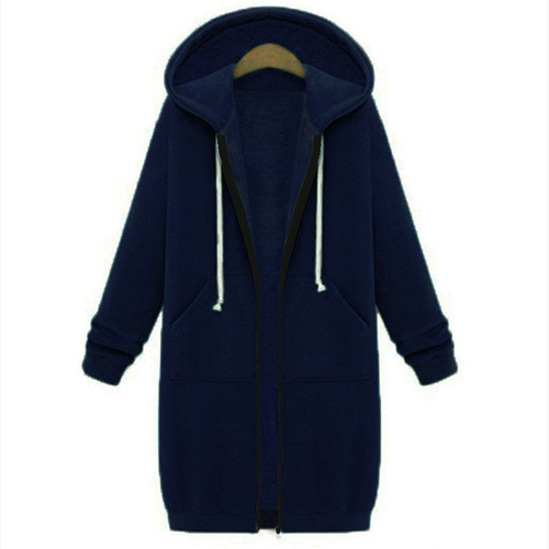 Alibaba.com eBay Amazon Women's 2024 Autumn/Winter Hooded Long-sleeve Mid-length Sweatshirt Fleece Jacket for Europe and America