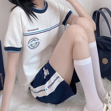 日系少女软妹运动服套装女夏季学院风甜美短袖短裤跑步两件套班服