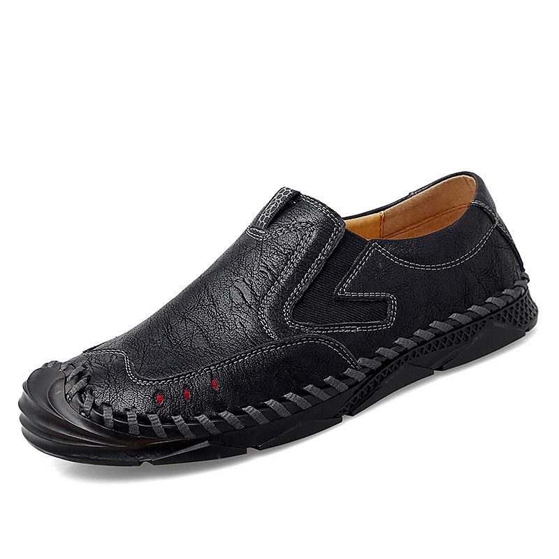 2024 nuevos zapatos de cuero casuales de tamaño grande transfronterizo de moda personalidad hecha a mano línea cosida cómodo perezoso zapatos