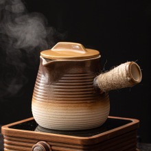 围炉煮茶烤奶茶壶日式耐高温侧把壶家用户外大号容量白泥罐罐茶壶