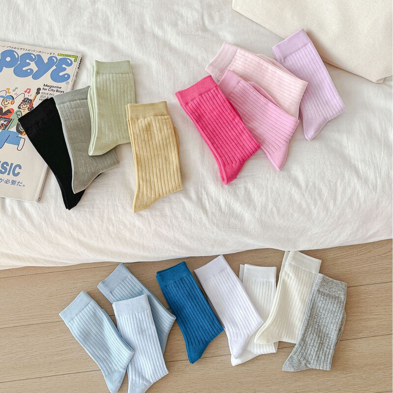 Colorful Socks for Women, Ins-Style Mid-Calf Socks for Spring and Summer, Suitable for Wearing with High-Top Loafers, Sweat-Absorbent, Anti-Chafing, Thin Style