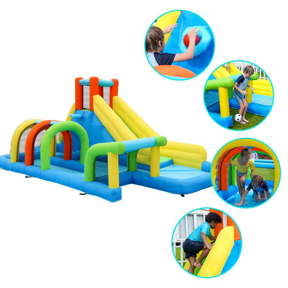 SunSports | Pequeño castillo inflable para niños, trampolín, casa, castillo inflable, tobogán, castillo inflable, piscina de olas