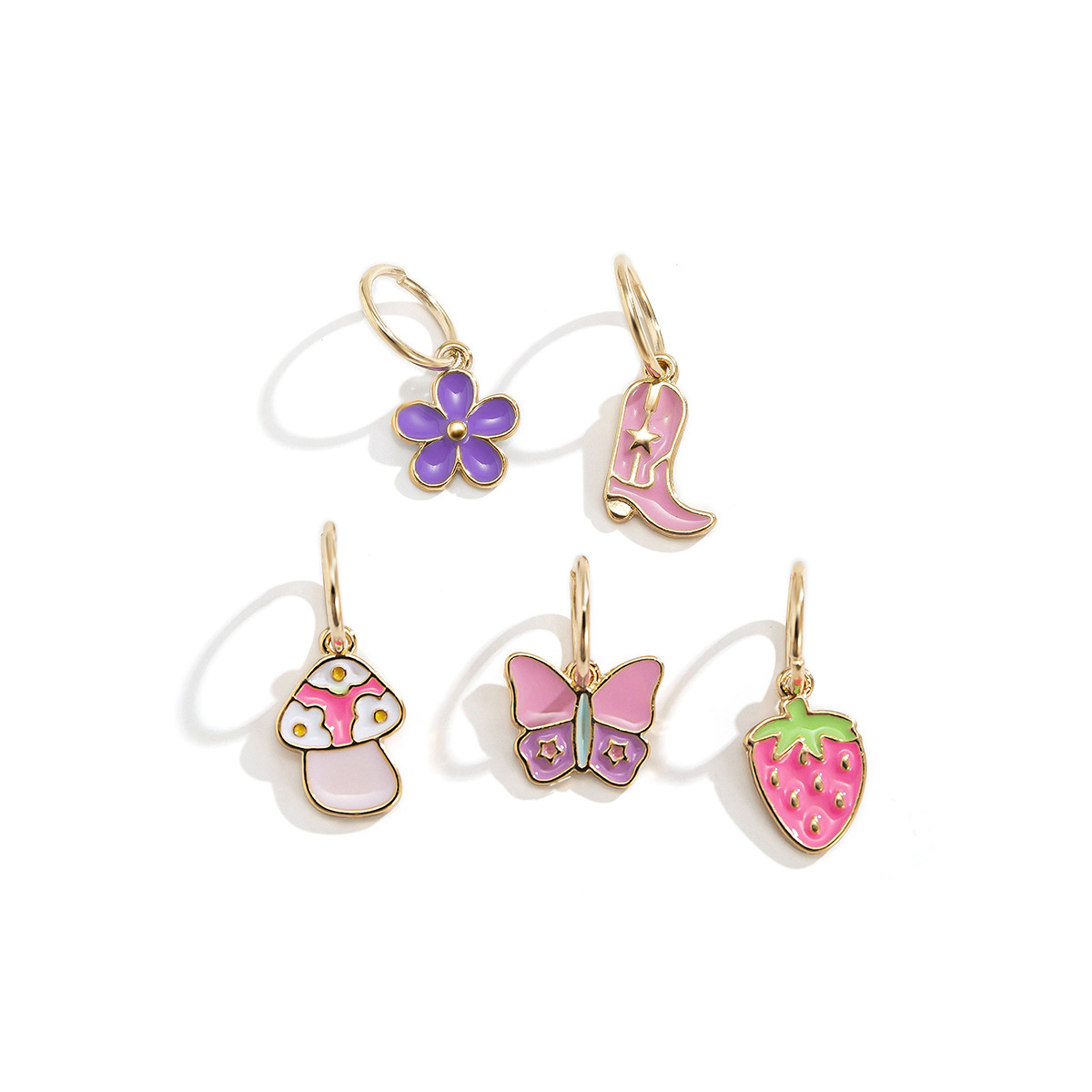 简约滴油草莓水果甜美混搭发圈欧美跨境创意蝴蝶彩色雏菊甜酷发饰