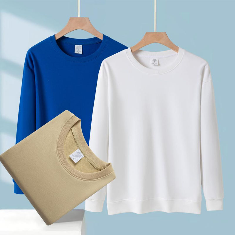 纯棉卫衣定制工作服印logo圆领套头毛圈卫衣春秋企业广告衫刺绣字