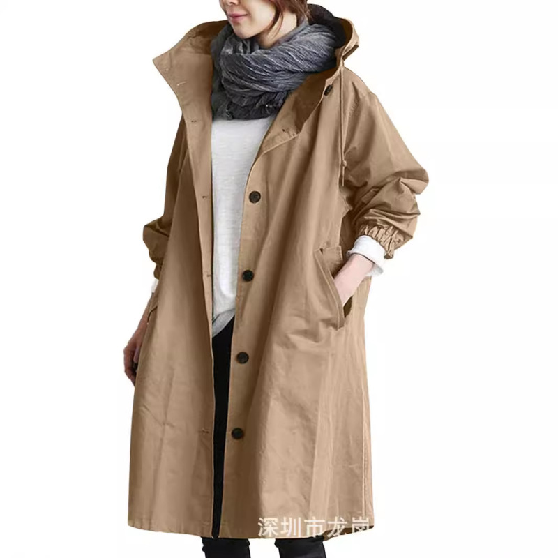 2024 European and American autumn and winter new women's casual trench coat women's mid-length small 8-color 8-size long sleeve coat 2024 European and American autumn and winter new women's casual trench coat women's mid-length small 8-color 8-size long sleeve coat