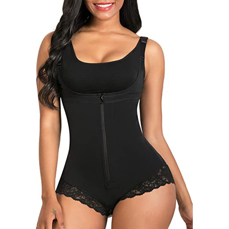 Cross-border Large-size Body-shaping Clothes Zipper Inner-breasted Belly-tucking Waist-lifting Hip Triangle Body-fitting Tight-fitting Tunic
