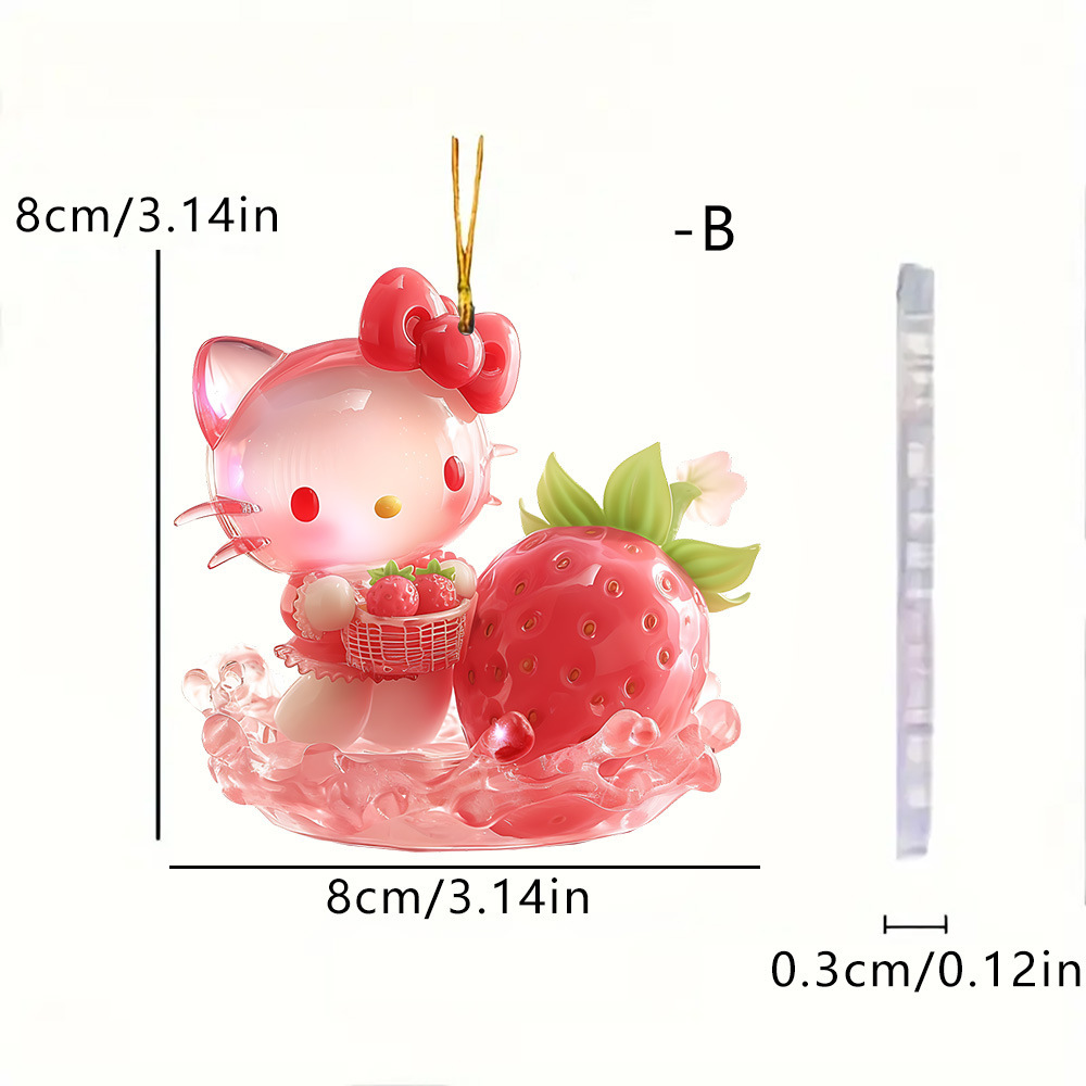 Transfronterizo Sanrio rosa gato acrílico colgante de coche espejo retrovisor lista mochila colgante decoración llaverera 2D image 7