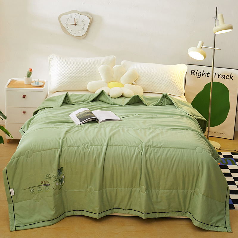 New Mint Summer Cooling Quilt Summer Mosquito-Repellent Sheet Double Bed Air Conditioned Quilt Washable Cotton Blanket Thin Plain Color Light Quilt