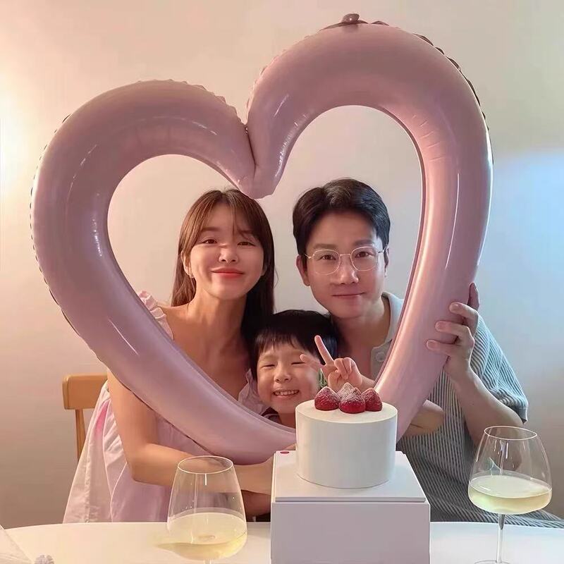 New 40inch Hollow Love Photo Frame Aluminum Film Balloon Baby Birthday Party Decoration Wedding Dressing Robe Photo Props