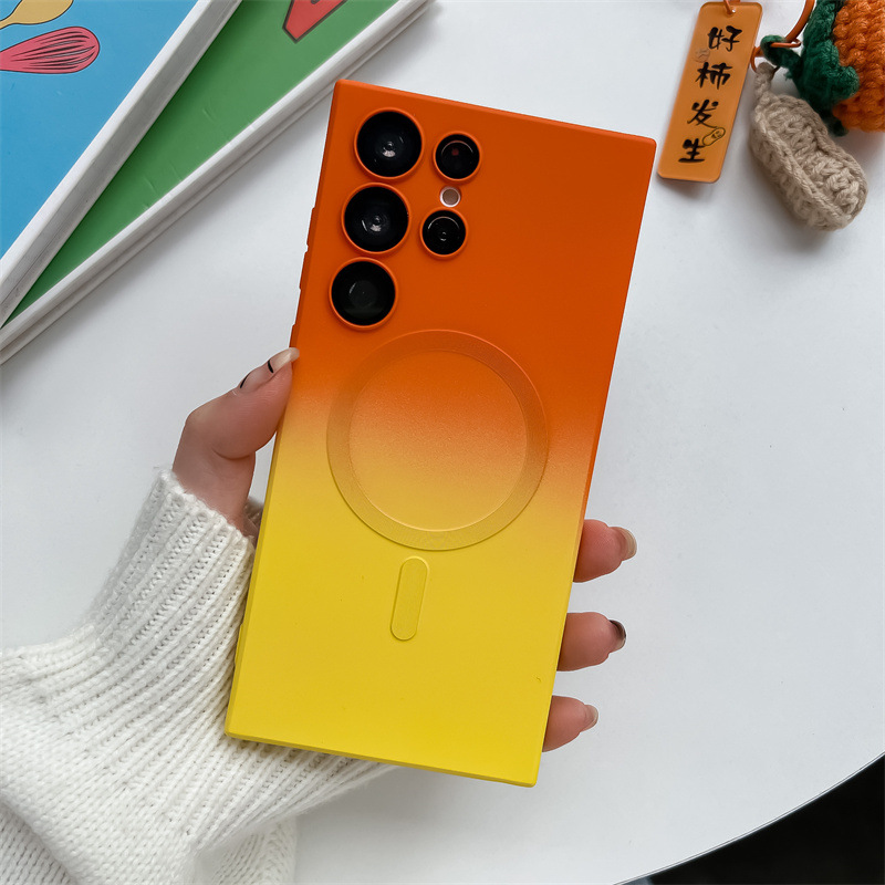 Funda magnética MagSafe para Samsung S26 con succión magnética, S25 Ultra con protector de lente, 24 Plus suave antihuellas.