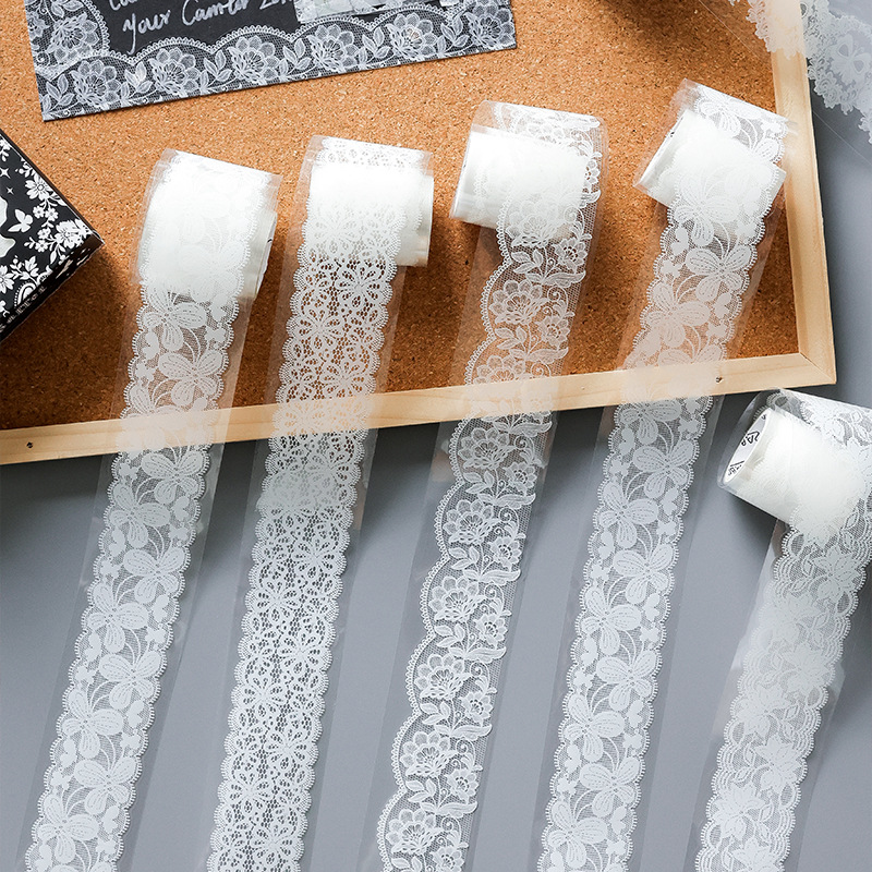 Qimeng Flower Series Encaje Encaje Tema Pet Caja de cuentas de mano Cinta de bricolaje Material de cuentas de mano Decoración de diario