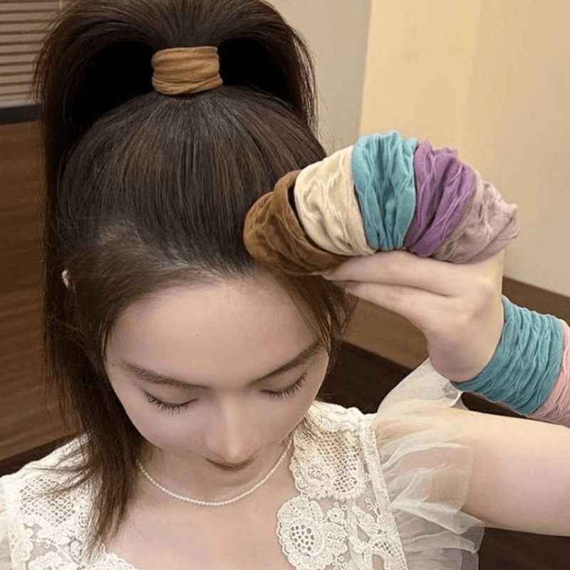 5本入マスクシュガーネット赤高馬尾髪ひも高弾性幅太めヘアバンド継ぎ目なし皮筋高級感|undefined
