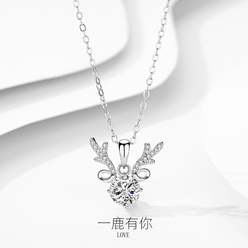 S925 plata esterlina nuevo estilo todo-camino collar de ciervos con usted mujer corbata colgante luz lujo nicho regalo de Navidad al por mayor