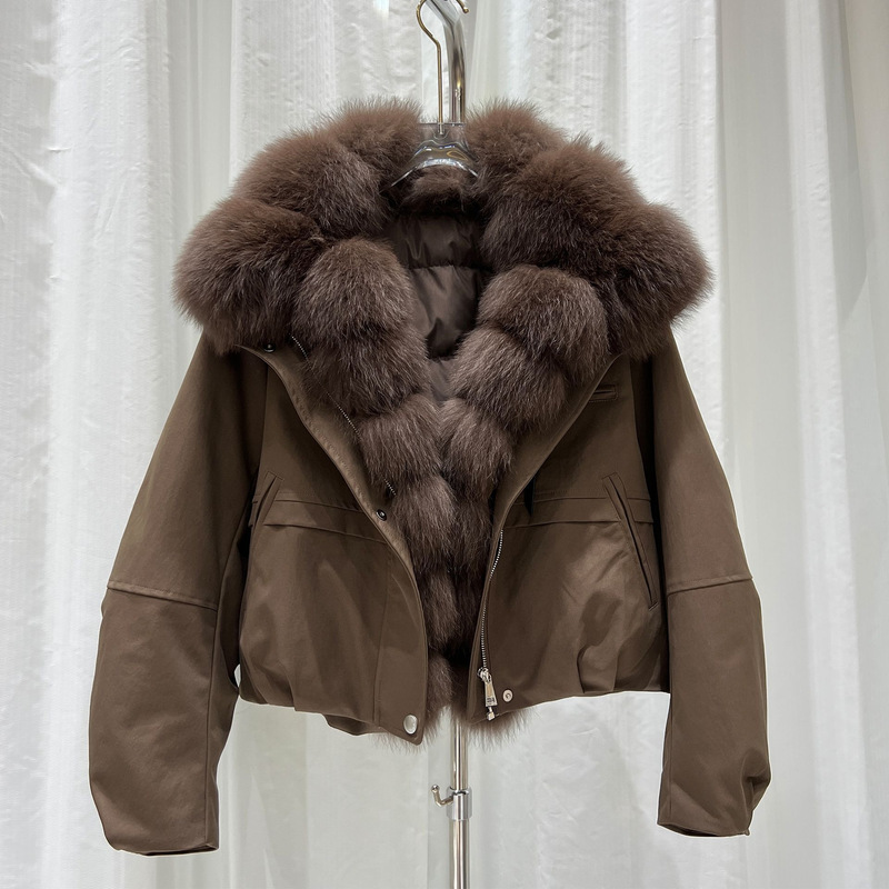 Parker 2026 Winter New Style Fox Fur Large Fur Collar down Jacket Women's Short White Duck down Fashion Coat Trendy Parker 2026 Winter New Style Fox Fur Large Fur Collar down Jacket Women's Short White Duck down Fashion Coat Trendy