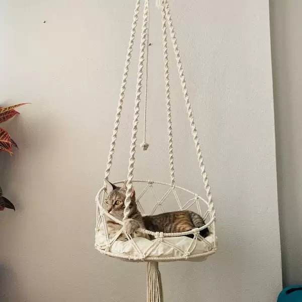 Hand-woven hanging cat nest pet net bag hanging cat basket Bohemian style cat nest hammock