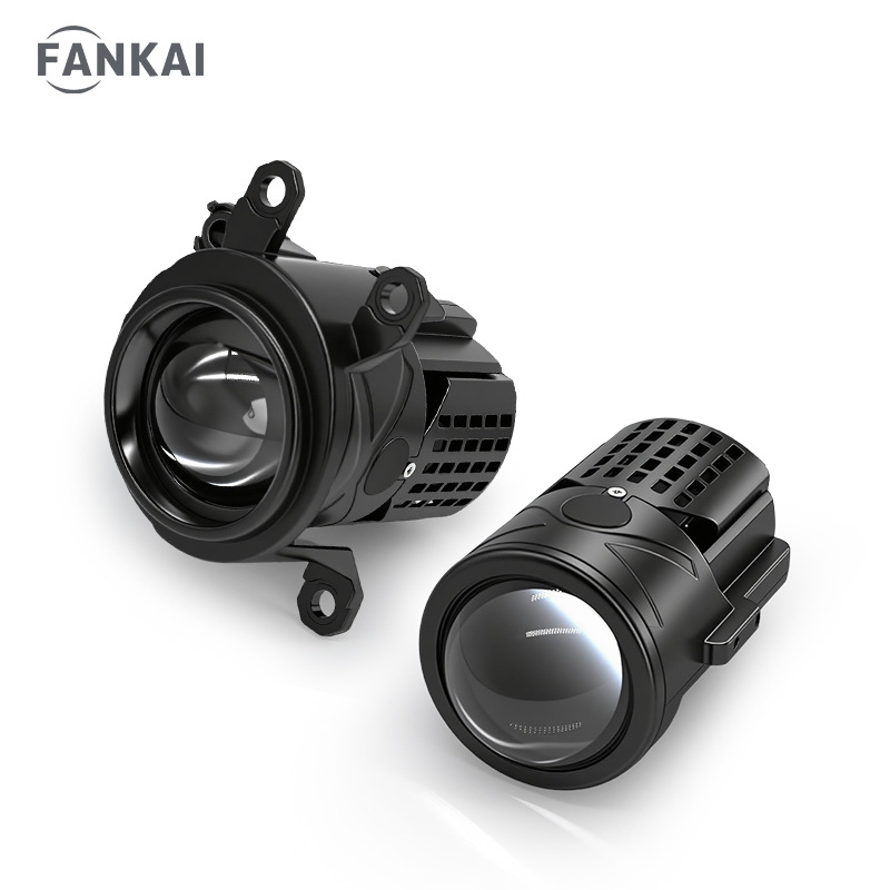 Transfronterizo de 2 pulgadas tricolor lámpara de niebla LED doble lente de luz doble taza de luz 55W de alta potencia lente de niebla cercana