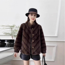 【断码特价】清仓冬轻奢仿皮草水貂毛女时尚立领新妈妈气质外套女