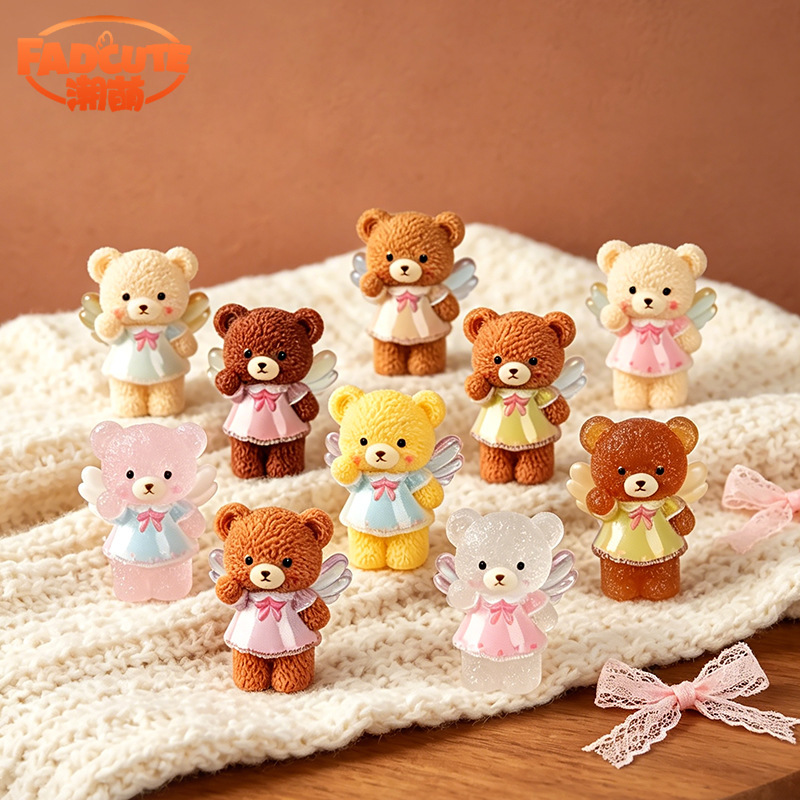Factory Direct Sale Micro-Landscape Angel Bear Creative Cute Car Ornaments Trendy Decorative Gifts Desktop Decorations