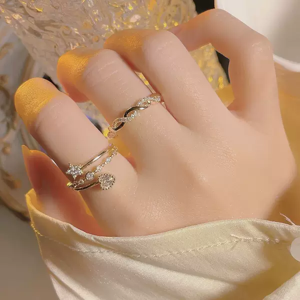 Love Five-pointed Star Ring Women's Fashion Light Luxury Niche Personalized Ins Trendy Internet Celebrity Open High-grade Finger Ring Ring