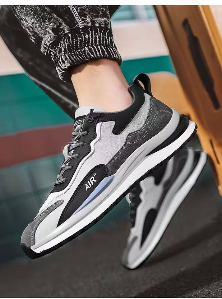 Giày thể thao nam da lì phối lưới đế dày kiểu sneaker thường ngày — H102 màu be, H102 màu trắng, H102 màu xám chi tiết 14