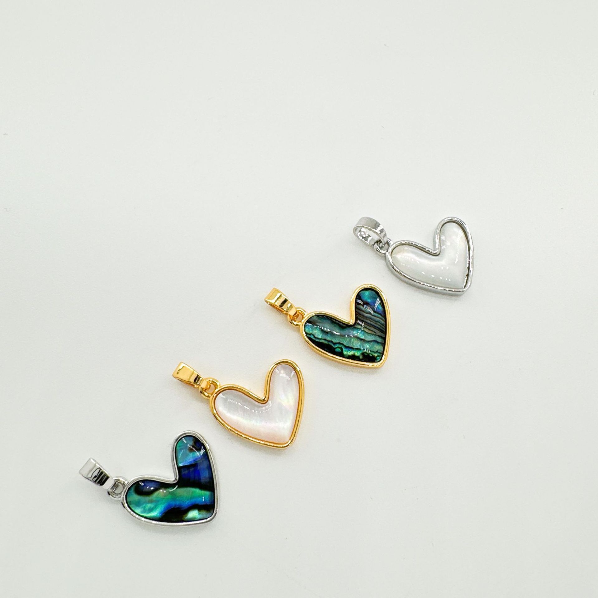 Shell Inlay Material DIY Jewelry Accessories Classification 1 Piece Copper Shell Heart Shape Pendant