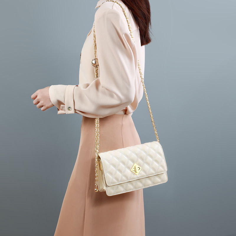 Women's Summer 2026 New Arrival Niche Design Crossbody Bag Genuine Leather Fashion Versatile Chain Square Bag With Gold Ball Detail - Thumbnail 2