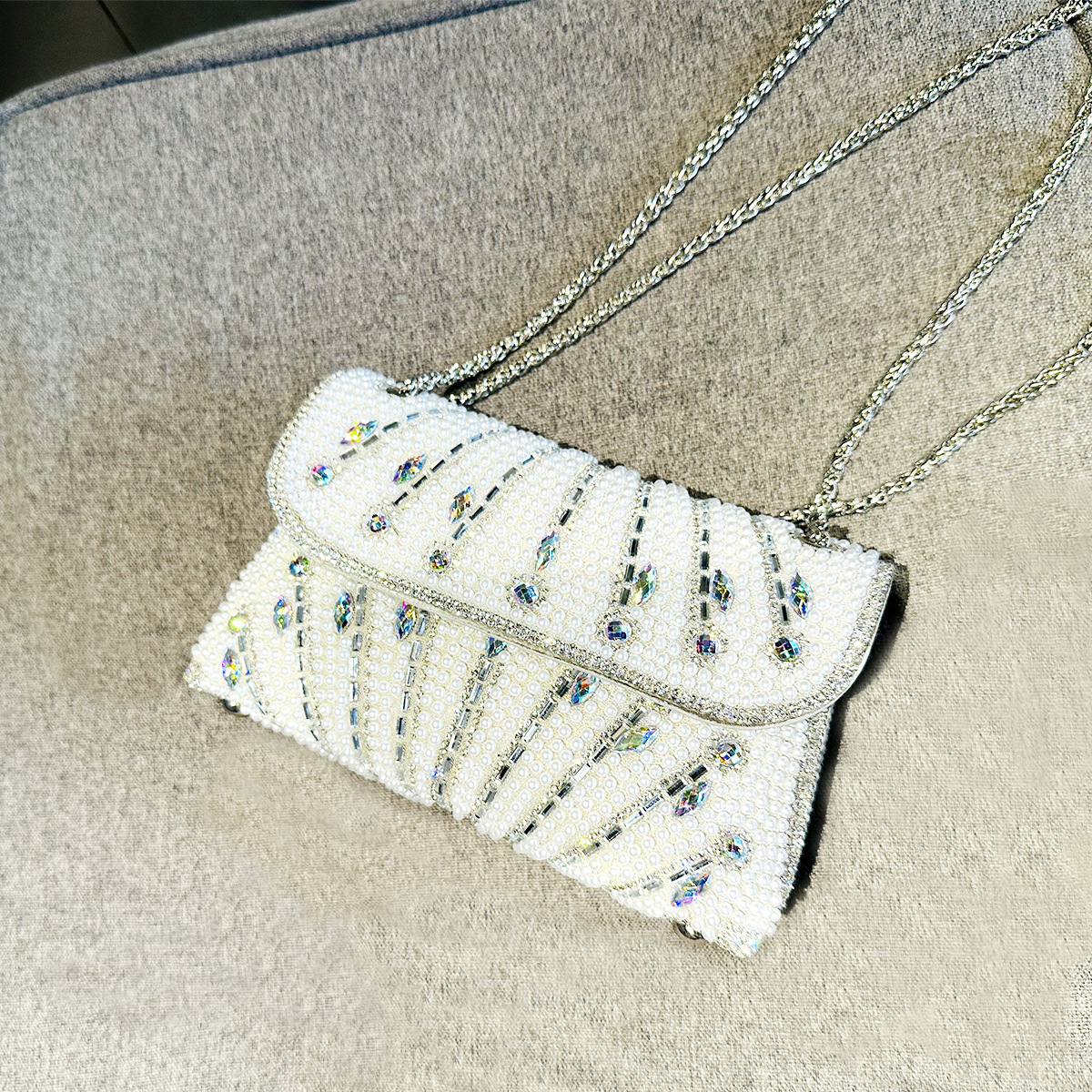Diamond Design Pu Leather Solid Color Evening Bags