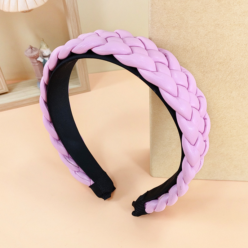 Morandi Pink Series Broad-sided Fabric Knitted Hair Band display picture 7