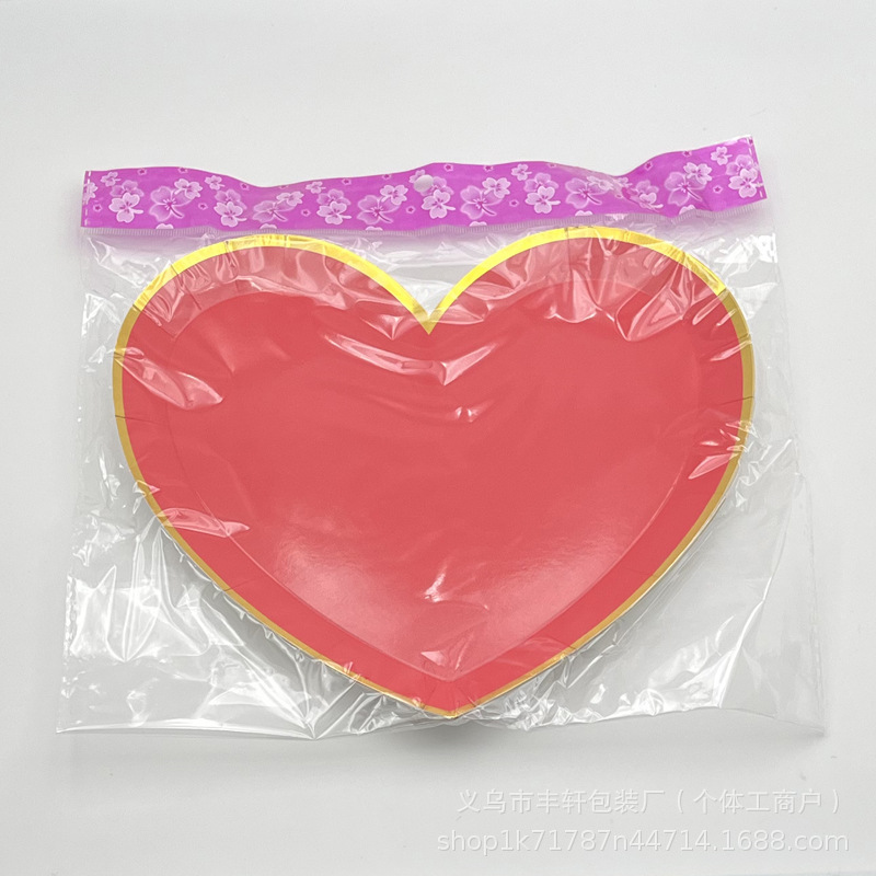 Transfronterizo desechable estampado 7 color platos de papel de amor platos de pastel de cumpleaños platos de bocadillos platos de fiesta platos de diseño
