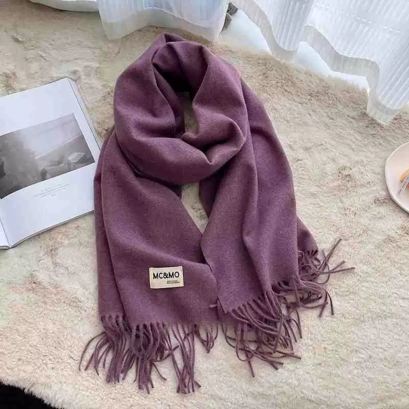 Colored winter scarf, red cashmere, keep warm universal cloak, increased thickness