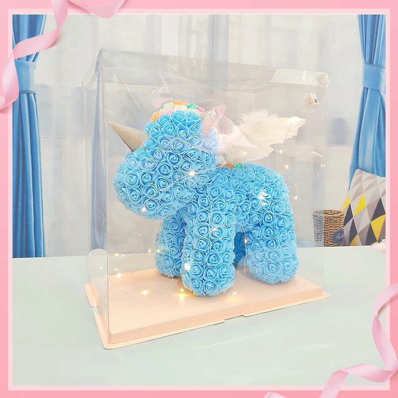 파란 날개 유니콘 + 선물 상자 가벼운 끈