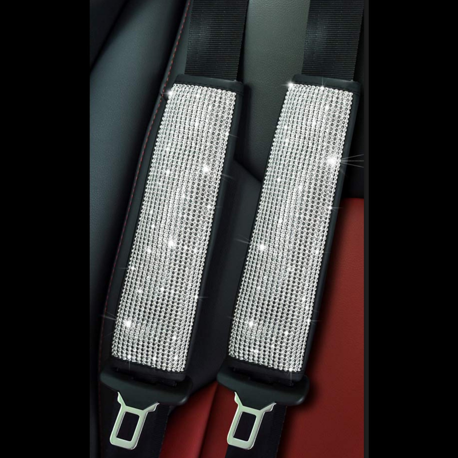 Cross-Border Rhinestone Shoulder Pad Seatbelt Cover for Car Interior, Full Rhinestone Safety Belt Protector