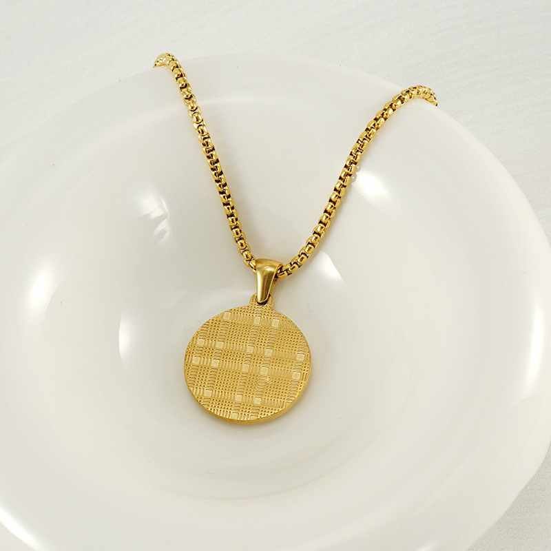 Collar transfronterizo de doce constelaciones de acero de titanio europeo y americano femenino 18K redondo tendencia de moda colgante de constelaciones de acero inoxidable clavícula