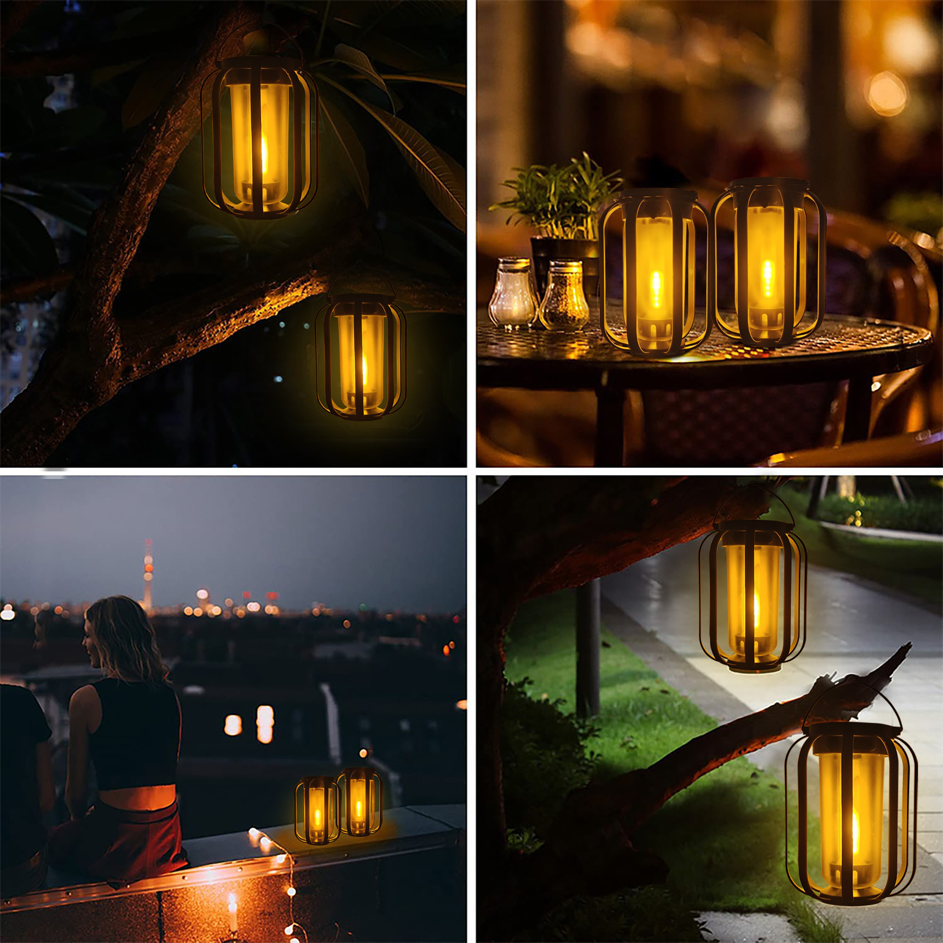 Linterna solar de llama para camping y decoración de jardín_voghion.com