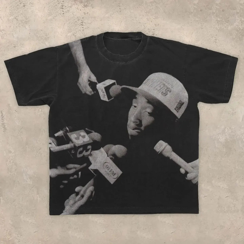 Cross-border American Hip-hop Character Print Casual Fashion Oversized T-shirt Harajuku Gothic Retro Men's T-shirt