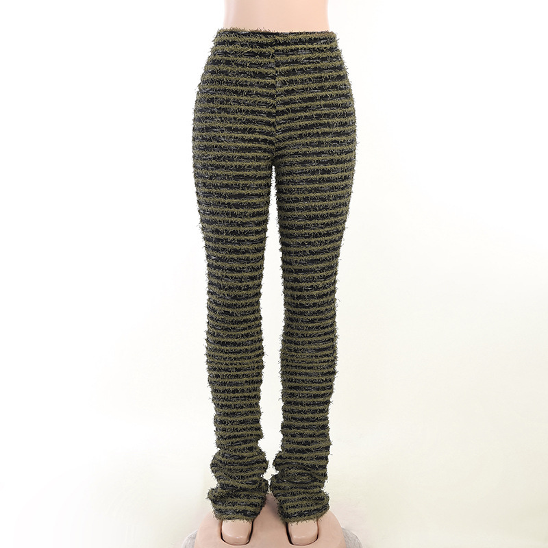 YY22342 Knitted striped sexy slim-fit pants for women, European and American spring fashion high-waisted and hip-lifting casual pants for hot girls pic 83