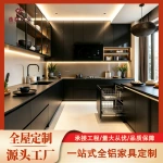 海外全屋定制全铝橱柜整体铝合金家具系统柜开放厨房厨柜岛台一体